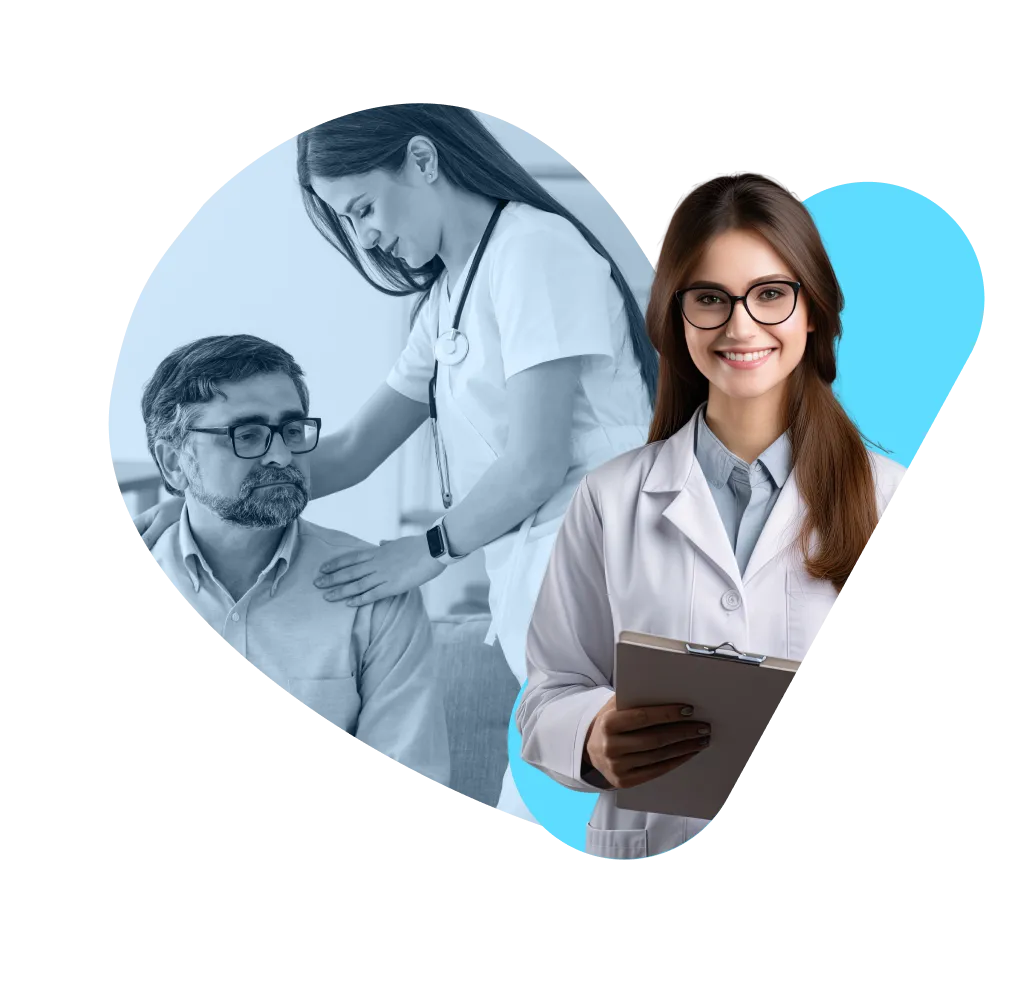 Médicos brindando consulta personalizada en el hogar del paciente